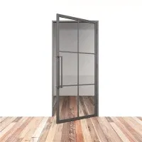 سیاہ سٹیل فریم شیشے کے دروازے